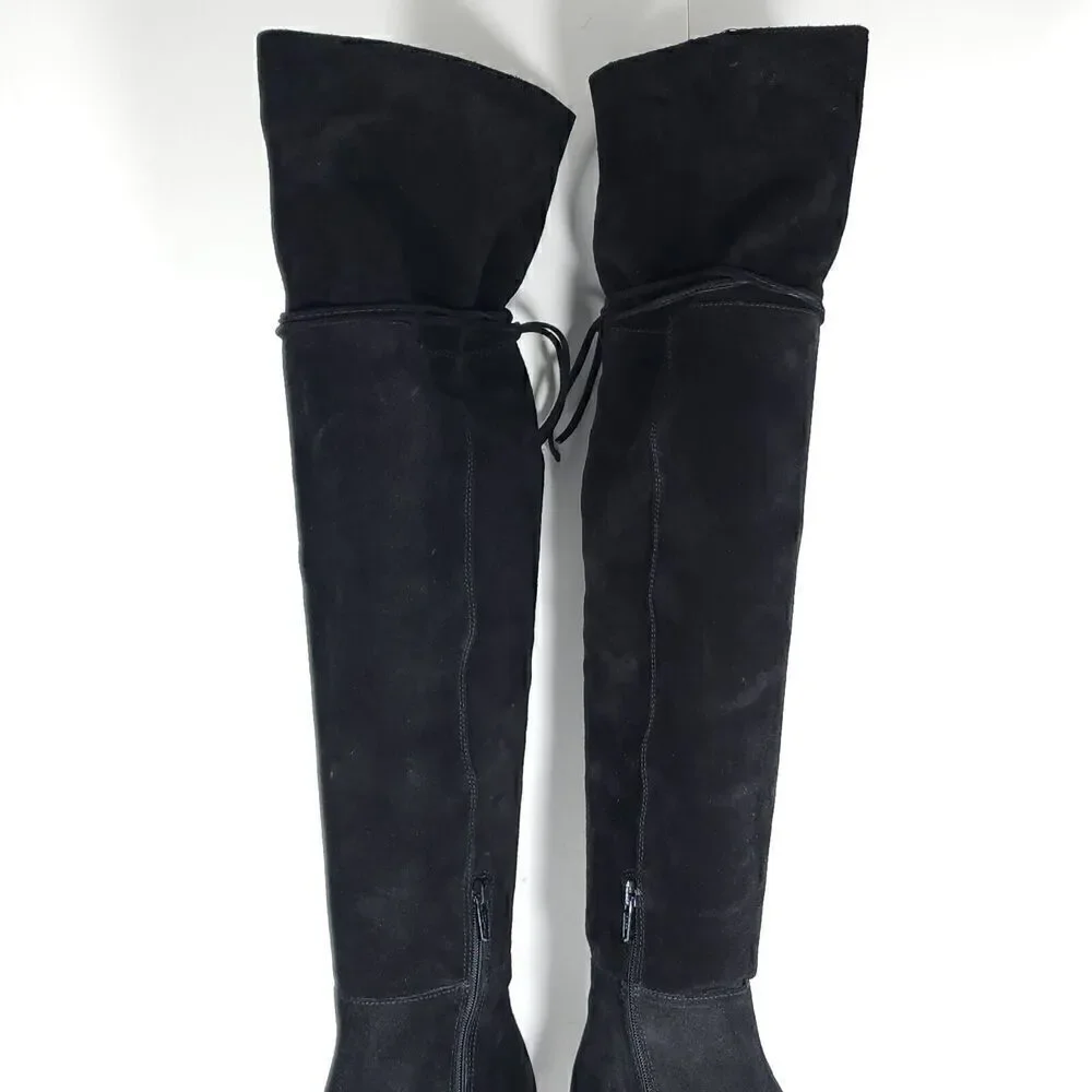 Free People Women's Echo US6-6,5 EU37 Black Suede Platform Over The Knee Boots